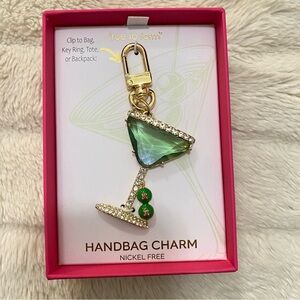 True to Form Green Martini Handbag keychain Charm with Glass Crystal Stones Glam